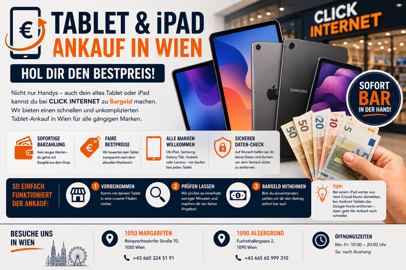 Tablet & iPad Ankauf in Wien: Bestpreis für dein Tablet
