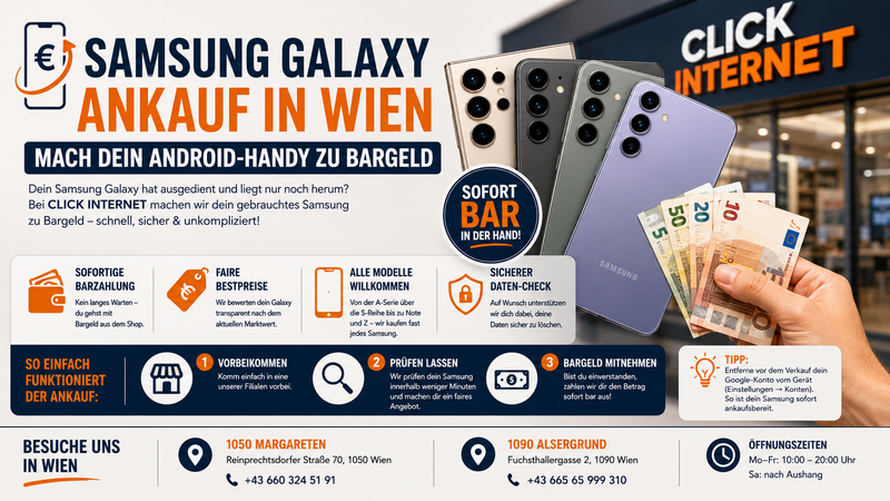 Samsung Galaxy Ankauf in Wien: Android-Handy zu Bargeld