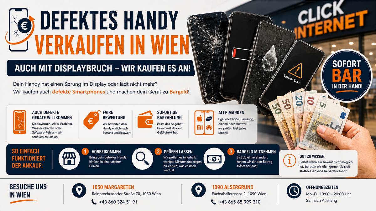 Defektes Handy verkaufen in Wien: Auch mit Displaybruch