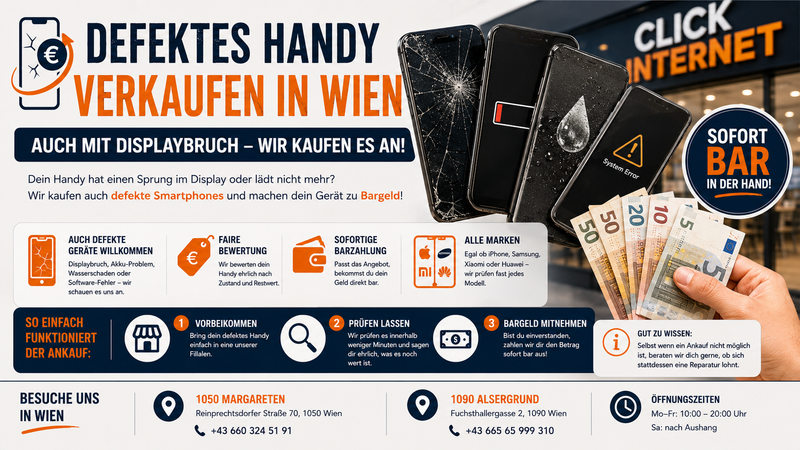 Defektes Handy verkaufen in Wien: Auch mit Displaybruch