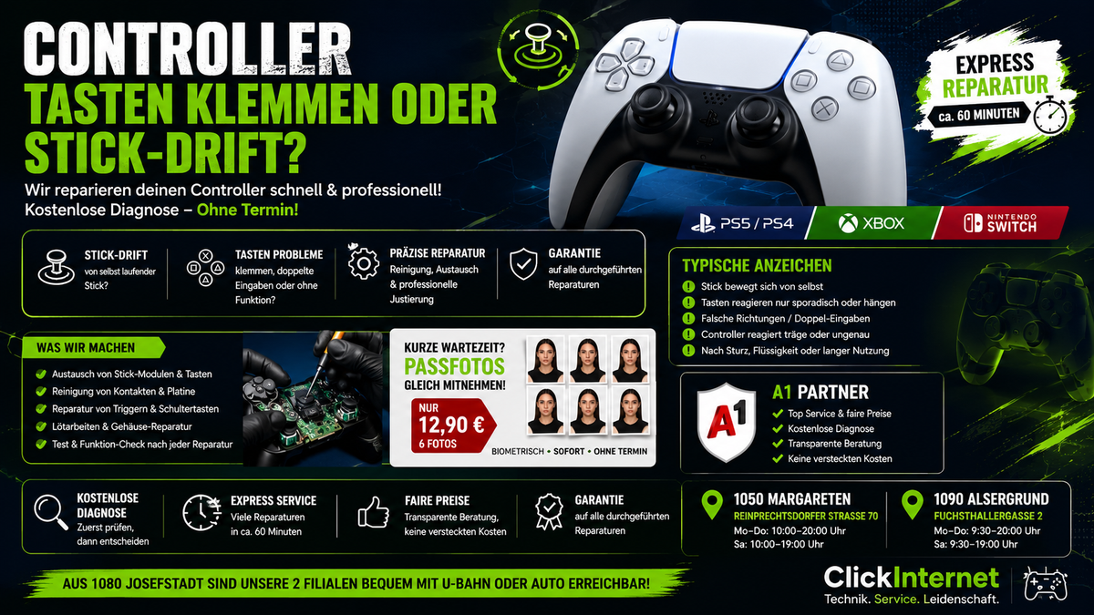 Controller Tasten klemmen (Stick-Drift Reparatur) in 1080 Josefstadt Reparatur | Clickinternet Wien