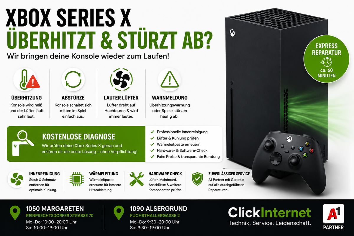 Xbox Series X überhitzt und stürzt mitten im Spiel ab in 1020 Leopoldstadt