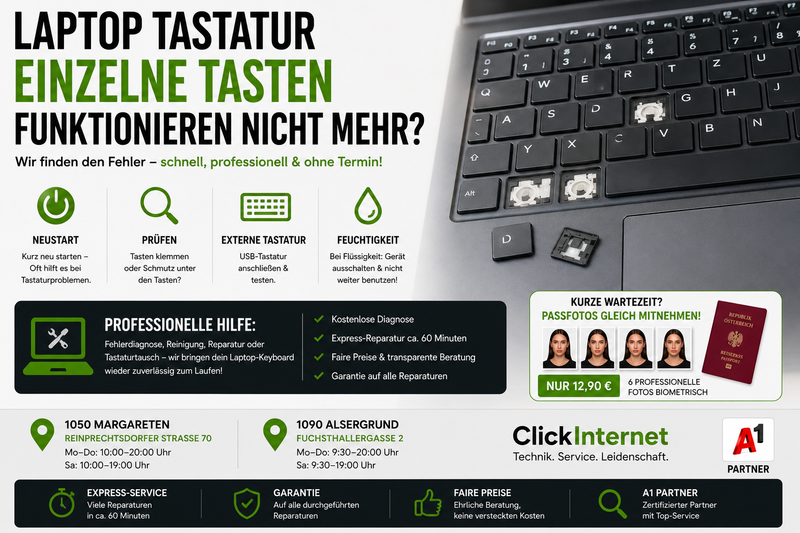 Laptop Tastatur einzelne Tasten funktionieren nicht mehr in 1060 Mariahilf Reparatur | Clickinternet Wien