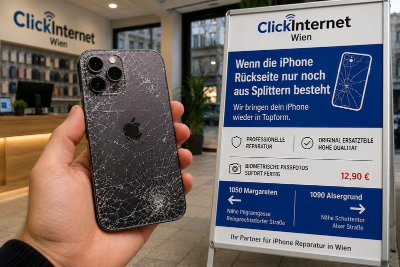 iPhone Rückseite komplett zersplittert in 1050 Margareten? So wird dein Gerät schnell wieder schön und sicher