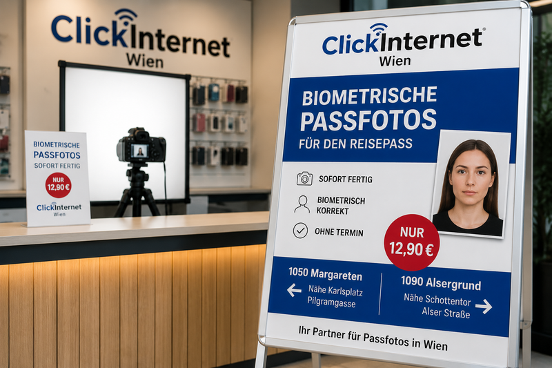 Passfoto in 1040 Wieden sofort gebraucht? Biometrische Passfotos bei ClickInternet blitzschnell zum Mitnehmen