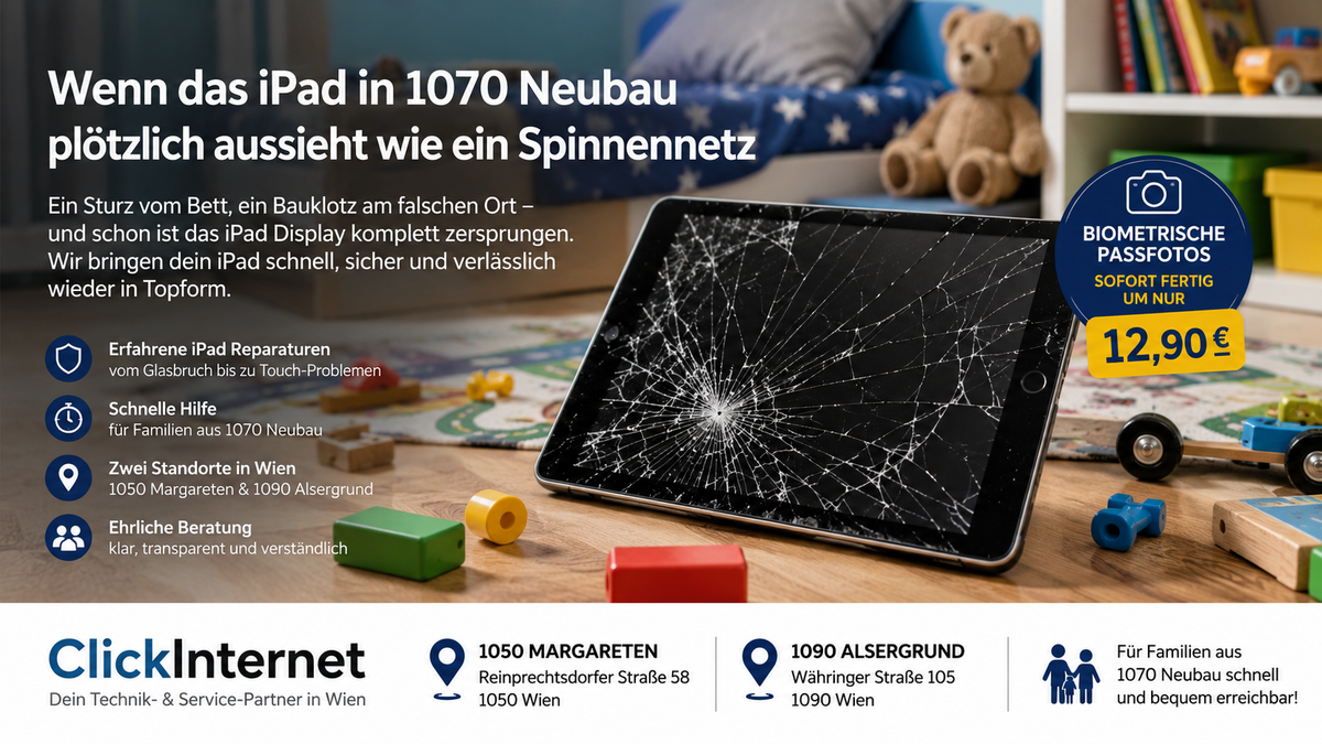iPad Display im Kinderzimmer komplett zersprungen? So wird dein Tablet in Wien schnell wieder familientauglich