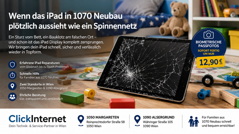 iPad Display im Kinderzimmer komplett zersprungen? So wird dein Tablet in Wien schnell wieder familientauglich