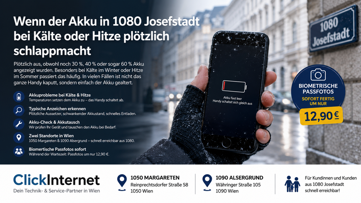 Handy geht bei Kälte oder Hitze einfach aus? Neuer Akku in Wien macht es wieder zuverlässig