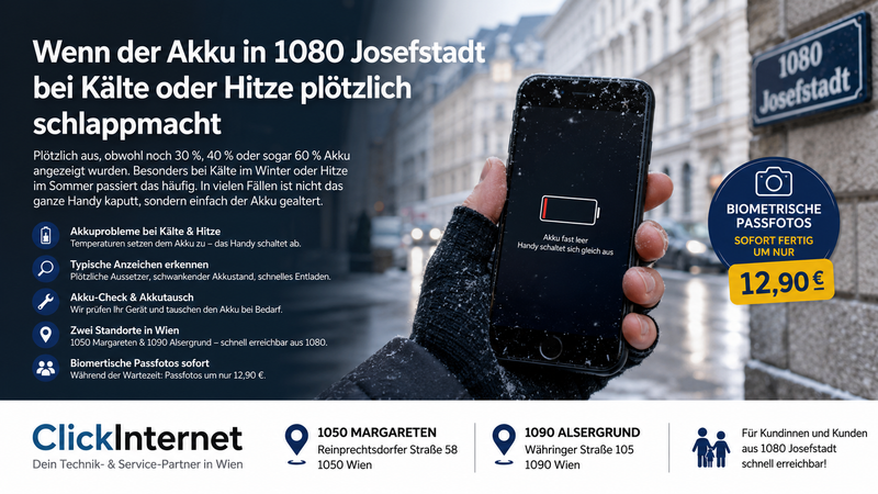 Handy geht bei Kälte oder Hitze einfach aus? Neuer Akku in Wien macht es wieder zuverlässig