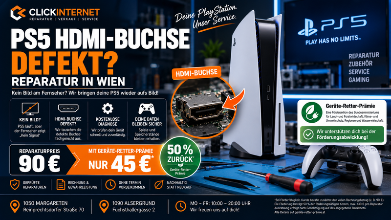 PS5 HDMI-Buchse defekt? Reparatur in Wien ab 45€ mit Förderung