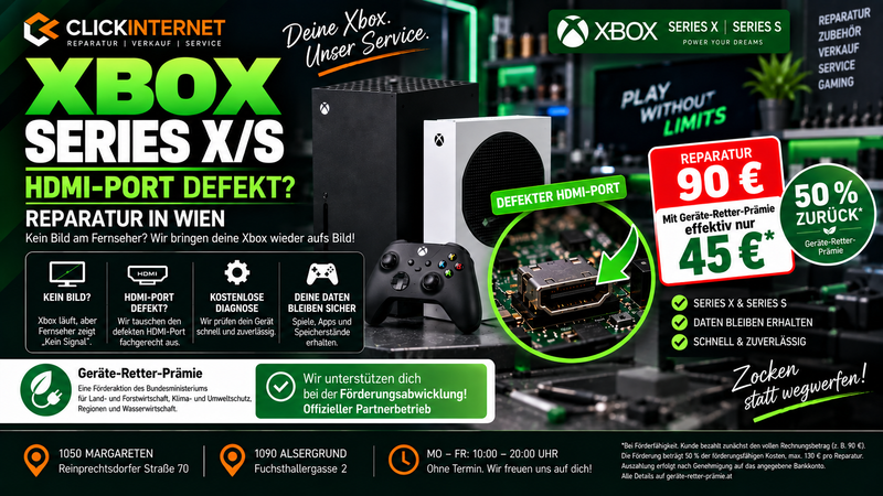 Xbox Series X/S HDMI-Port defekt? Reparatur in Wien ab 45€