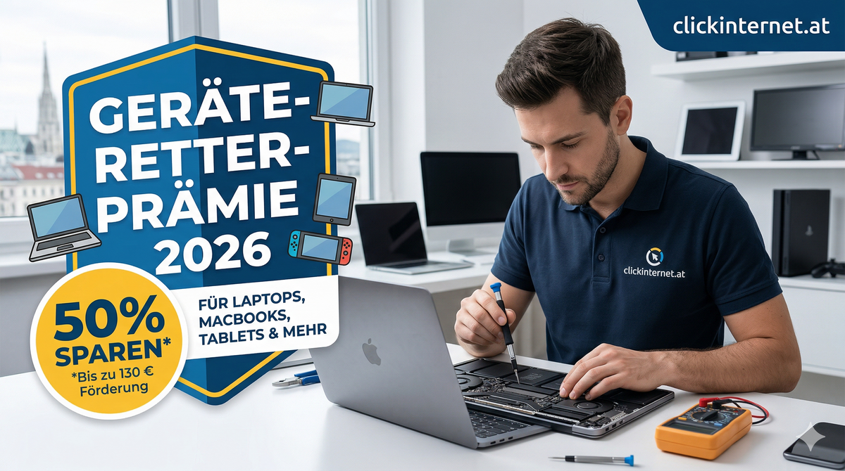 Geräte-Retter-Prämie 2026: Hol dir bis zu 130 € für deine Laptop- & Technik-Reparatur zurück!