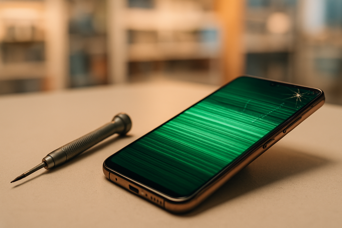 Samsung Display flackert grün nach Sturz in 1200 Brigittenau – ClickInternet Wien