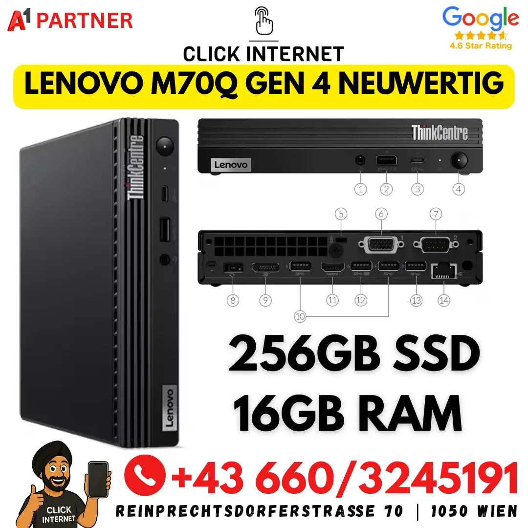 Lenovo ThinkCentre M70q Gen 4 - Intel vPro i5 | 16GB RAM | 256GB SSD | Win 11 Pro