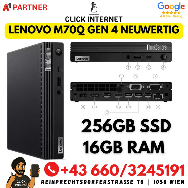 Lenovo ThinkCentre M70q Gen 4 - Intel vPro i5 | 16GB RAM | 256GB SSD | Win 11 Pro