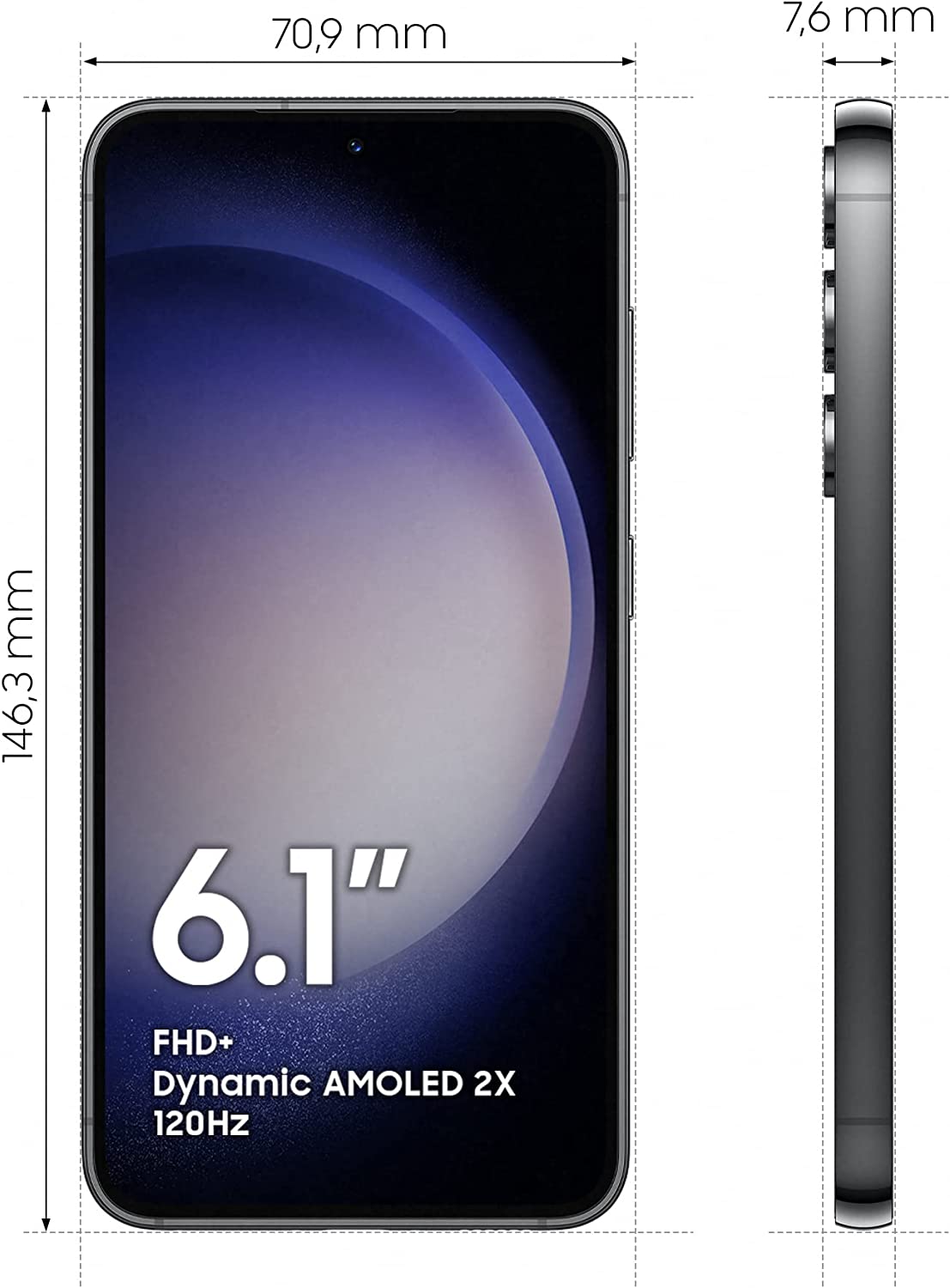 Samsung Galaxy S23 Android Smartphone, 128GB, 3.900mAh Akku, Smartphone - Phantom Black