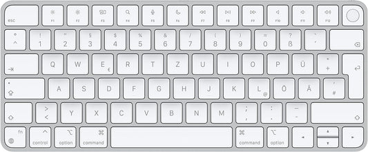 Apple Magic Keyboard with Touch ID: Bluetooth, rechargeable. Compatible with Mac computers chip; German, White Keys 