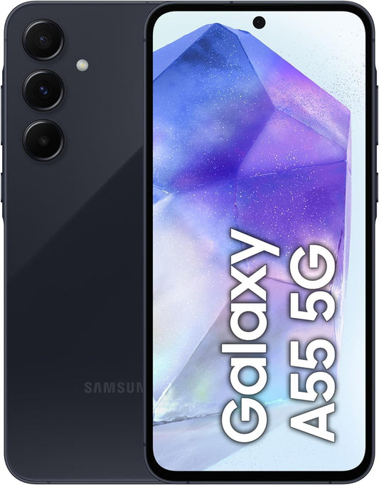 Samsung Galaxy A55 5G Smartphone, Android-Handy ohne Vertrag, 128 GB - 8 GB RAM, 50-MP-Kamera, Awesome Navy