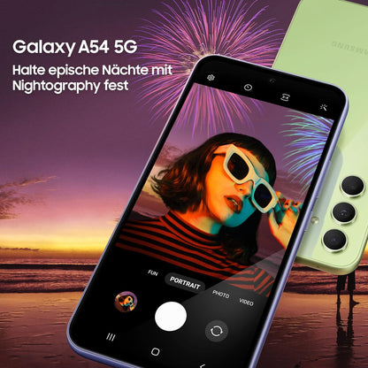 Samsung Galaxy A54 5G, Android Smartphone, 6,4 Zoll Dynamic AMOLED Display, 5.000 mAh Akku, 256GB / 8 GB RAM Handy in Awesome Violet (Asia-Version)
