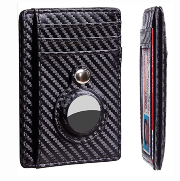 AirTag Wallet Anti Theft Bullet Card Bag Multi-functional Rfid Card Holder Men's Leather Slim Wallets For Airtag Air Tag