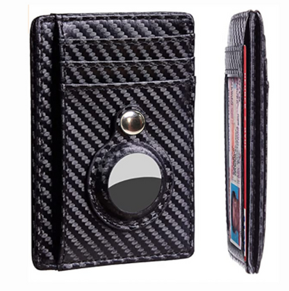 AirTag Wallet Anti Theft Bullet Card Bag Multi-functional Rfid Card Holder Men's Leather Slim Wallets For Airtag Air Tag