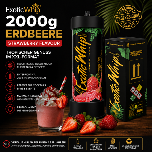 ExoticWhip 2000g Erdbeere (Strawberry) – XXL Cream Charger
