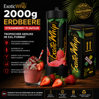 ExoticWhip 2000g Erdbeere (Strawberry) – XXL Cream Charger
