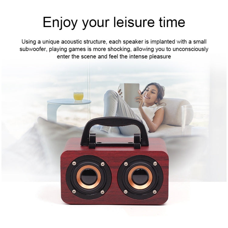 FT-4002 Holz-Wireless-Bluetooth-tragbare Retro-Subwoofer-Lautsprecher, unterstützt TF-Karte und USB-MP3-Wiedergabe, Black Wood Grain, Yellow Wood Grain, Red Wood Grain