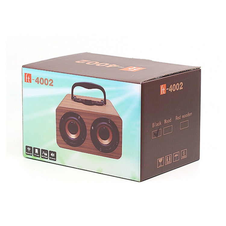 FT-4002 Holz-Wireless-Bluetooth-tragbare Retro-Subwoofer-Lautsprecher, unterstützt TF-Karte und USB-MP3-Wiedergabe, Black Wood Grain, Yellow Wood Grain, Red Wood Grain
