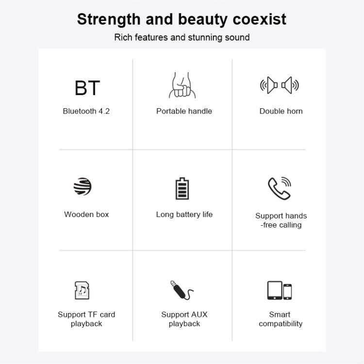 D10 Bluetooth 4.2 Tragbarer Bluetooth-Handlautsprecher aus Holz, D10(Red Wood Texture), D10(Bamboo Texture)