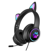 AKZ-022 USB + 3,5-mm-Anschluss, Katzenohr-Design, faltbares LED-Headset mit Mikrofon