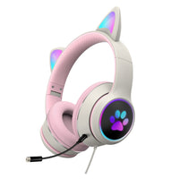 AKZ-022 USB + 3,5-mm-Anschluss, Katzenohr-Design, faltbares LED-Headset mit Mikrofon