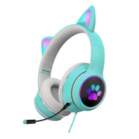 AKZ-022 USB + 3,5-mm-Anschluss, Katzenohr-Design, faltbares LED-Headset mit Mikrofon
