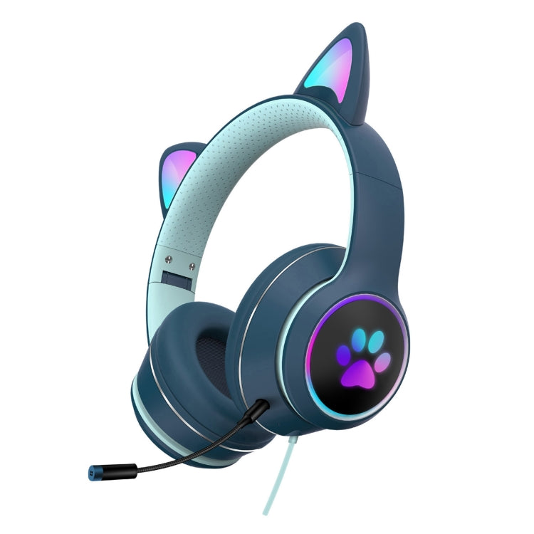 AKZ-022 USB + 3,5-mm-Anschluss, Katzenohr-Design, faltbares LED-Headset mit Mikrofon