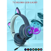 AKZ-022 USB + 3,5-mm-Anschluss, Katzenohr-Design, faltbares LED-Headset mit Mikrofon