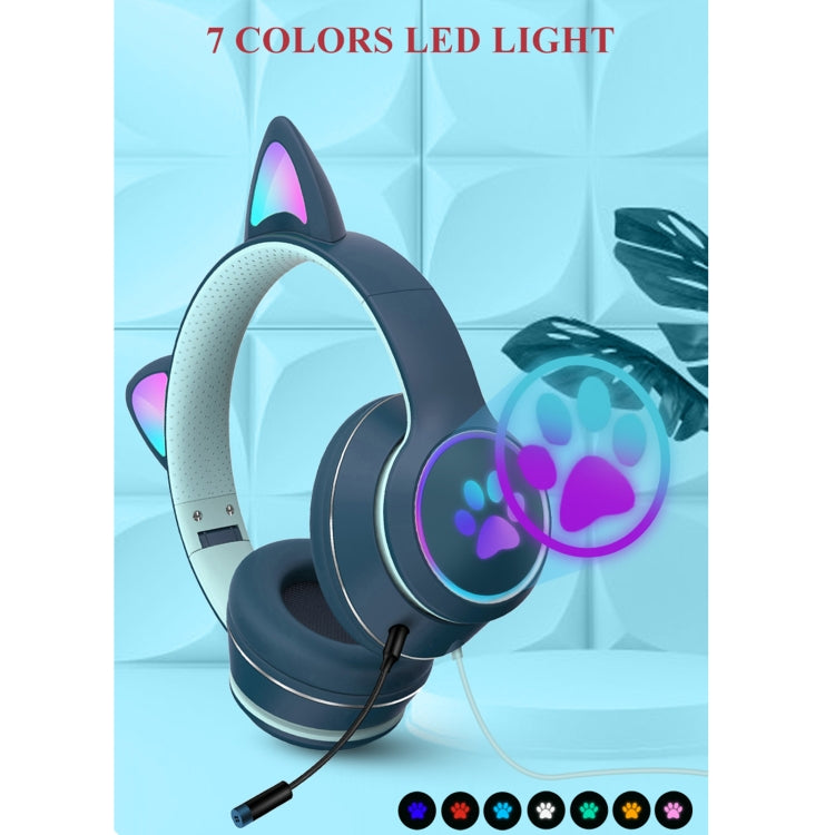 AKZ-022 USB + 3,5-mm-Anschluss, Katzenohr-Design, faltbares LED-Headset mit Mikrofon