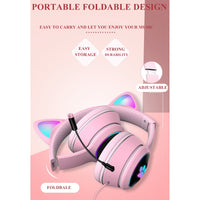 AKZ-022 USB + 3,5-mm-Anschluss, Katzenohr-Design, faltbares LED-Headset mit Mikrofon