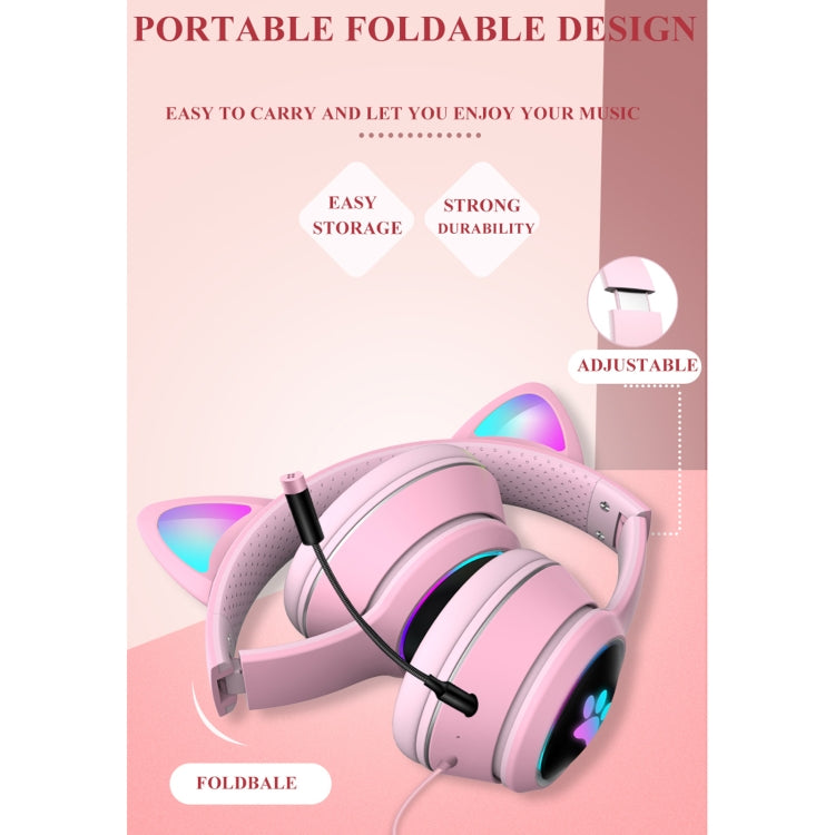 AKZ-022 USB + 3,5-mm-Anschluss, Katzenohr-Design, faltbares LED-Headset mit Mikrofon