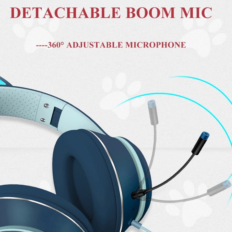 AKZ-022 USB + 3,5-mm-Anschluss, Katzenohr-Design, faltbares LED-Headset mit Mikrofon