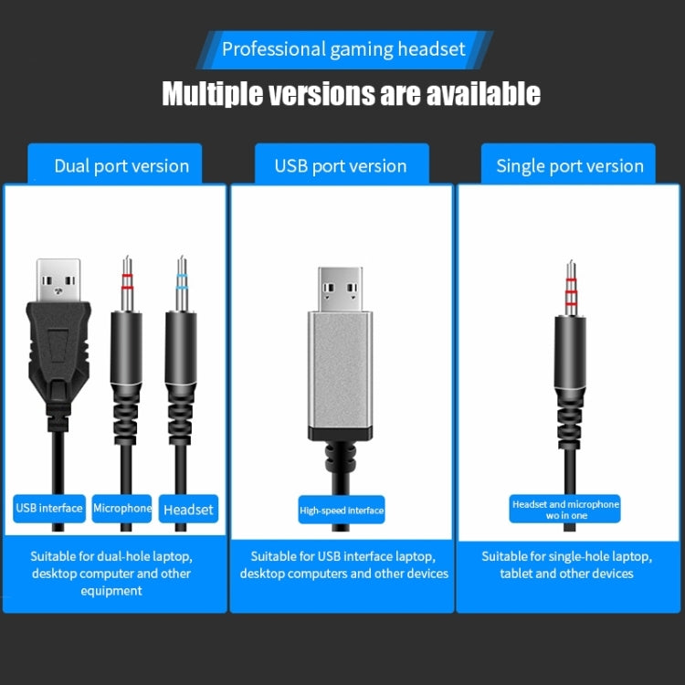 2 Stück G58 kopfmontiertes kabelgebundenes Gaming-Headset mit Mikrofon, Kabellänge: ca. 2 m, Black Single Plug Version, Black 7.1 Single USB Version, Pink Colorful 3.5mm Version, White Colorful 3.5mm Version, Black Colorful 3.5mm Version