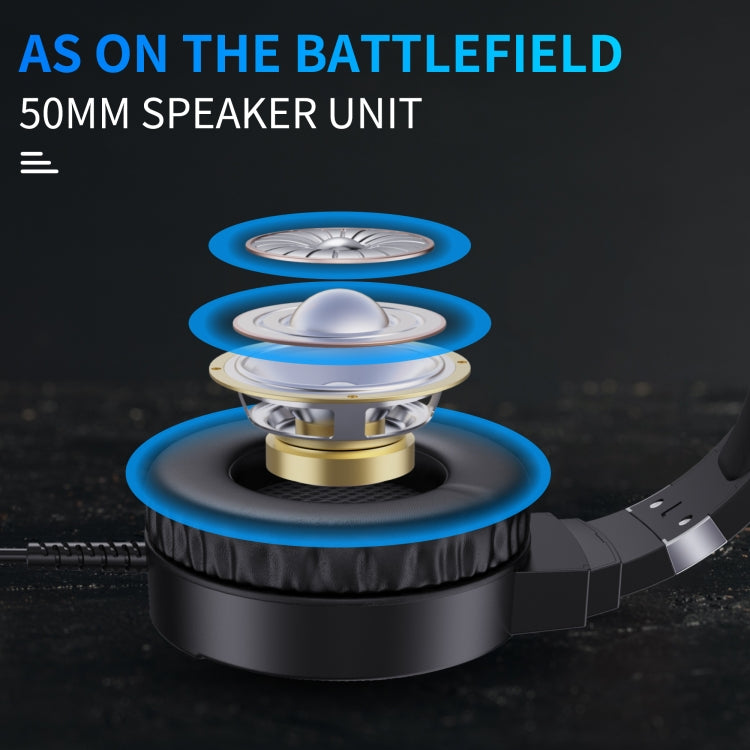 HXSJ F16 3,5 mm + USB-Anschluss RGB-Licht-Stereo-Gaming-Headset mit Mikrofon