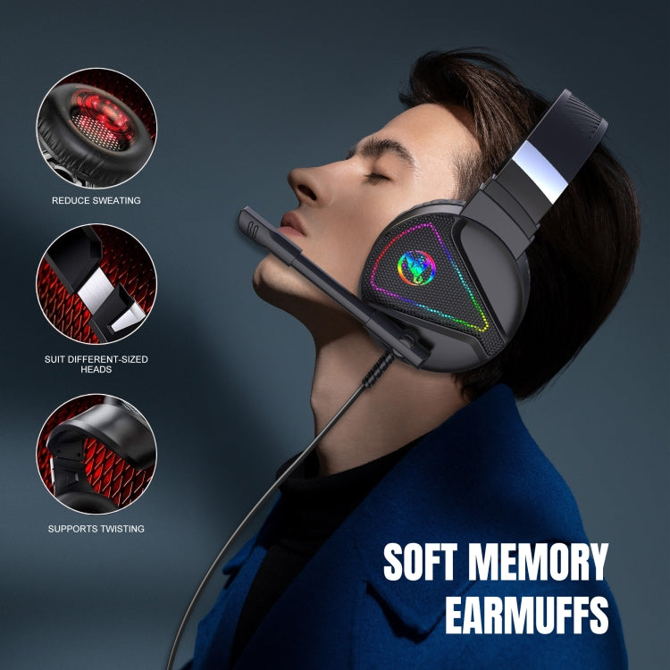 HXSJ F16 3,5 mm + USB-Anschluss RGB-Licht-Stereo-Gaming-Headset mit Mikrofon