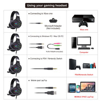 HXSJ F16 3,5 mm + USB-Anschluss RGB-Licht-Stereo-Gaming-Headset mit Mikrofon