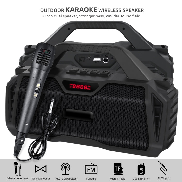 Neuer Rixing NR-6011M Bluetooth 5.0 tragbarer kabelloser Outdoor-Karaoke-Bluetooth-Lautsprecher mit Mikrofon und Schultergurt, NR-6011M(Black), NR-6011M(Red), NR-6011M(Blue), NR-6011M(Green)