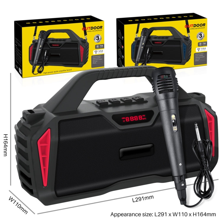 Neuer Rixing NR-6011M Bluetooth 5.0 tragbarer kabelloser Outdoor-Karaoke-Bluetooth-Lautsprecher mit Mikrofon und Schultergurt, NR-6011M(Black), NR-6011M(Red), NR-6011M(Blue), NR-6011M(Green)