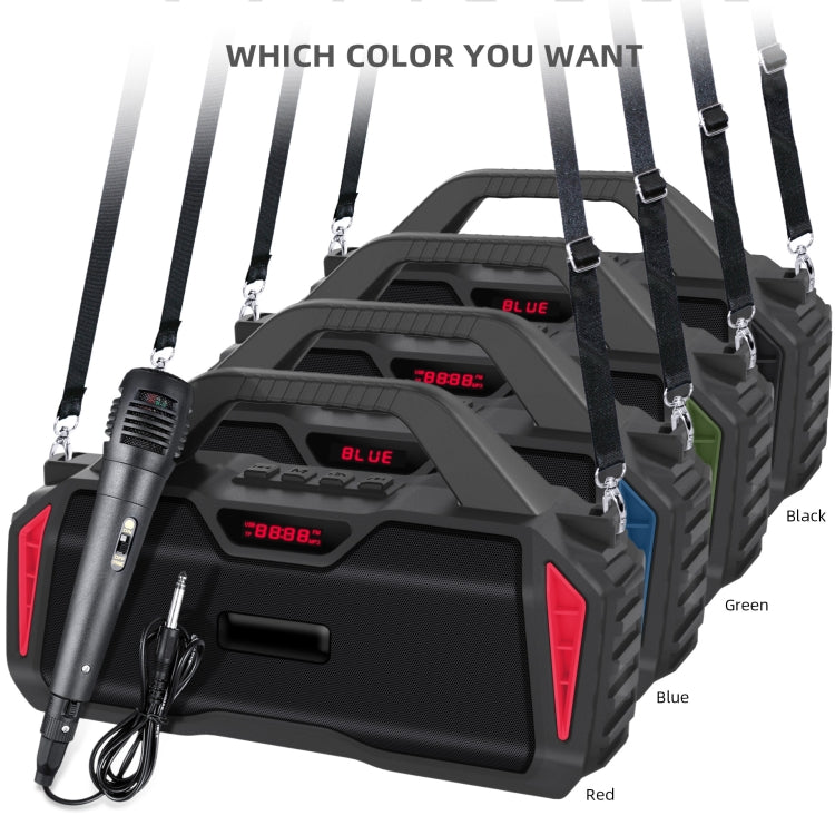Neuer Rixing NR-6011M Bluetooth 5.0 tragbarer kabelloser Outdoor-Karaoke-Bluetooth-Lautsprecher mit Mikrofon und Schultergurt, NR-6011M(Black), NR-6011M(Red), NR-6011M(Blue), NR-6011M(Green)