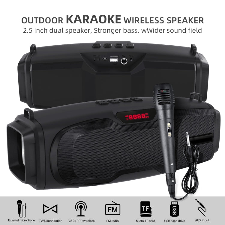 Neuer Rixing NR-6012M Bluetooth 5.0 tragbarer kabelloser Outdoor-Karaoke-Bluetooth-Lautsprecher mit Mikrofon und Schultergurt, NR-6012M(Black), NR-6012M(Red), NR-6012M(Blue), NR-6012M(Green)