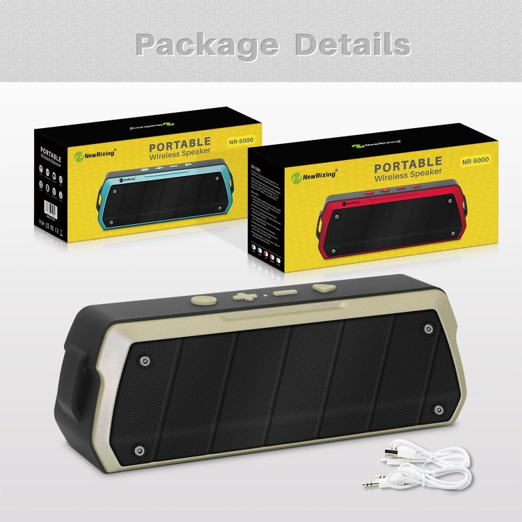 NewRixing NR-5000 IPX5 High-Fidelity-Bluetooth-Lautsprecher, unterstützt Freisprechen/TF-Karte/FM/U-Disk