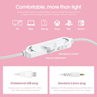 ONIKUMA X10 Auto-Ohr-LED-Licht, verstellbares Gaming-Headset mit Mikrofon