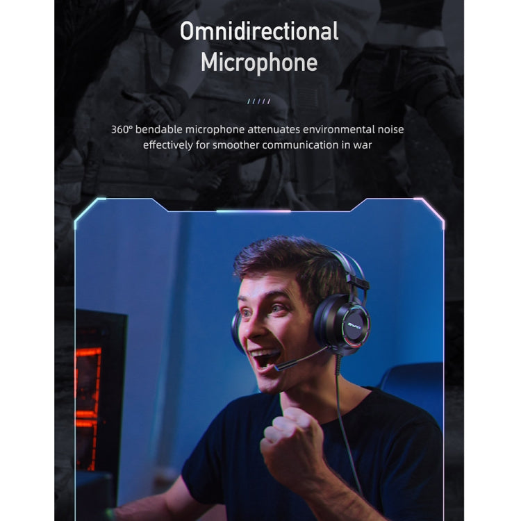 awei GM-2 USB + 3,5 mm Umgebungslicht-Gaming-Headset mit Mikrofon, GM-2